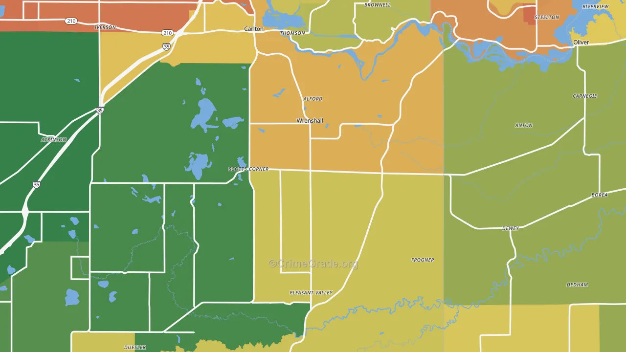 Wrenshall, MN Map of Vandalism Rates
