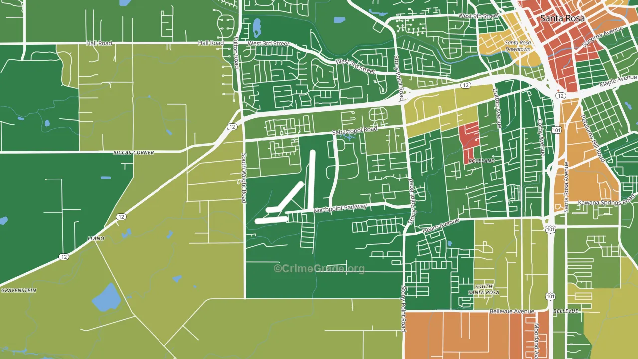 Wright Area, Santa Rosa, CA Map of Vandalism Rates