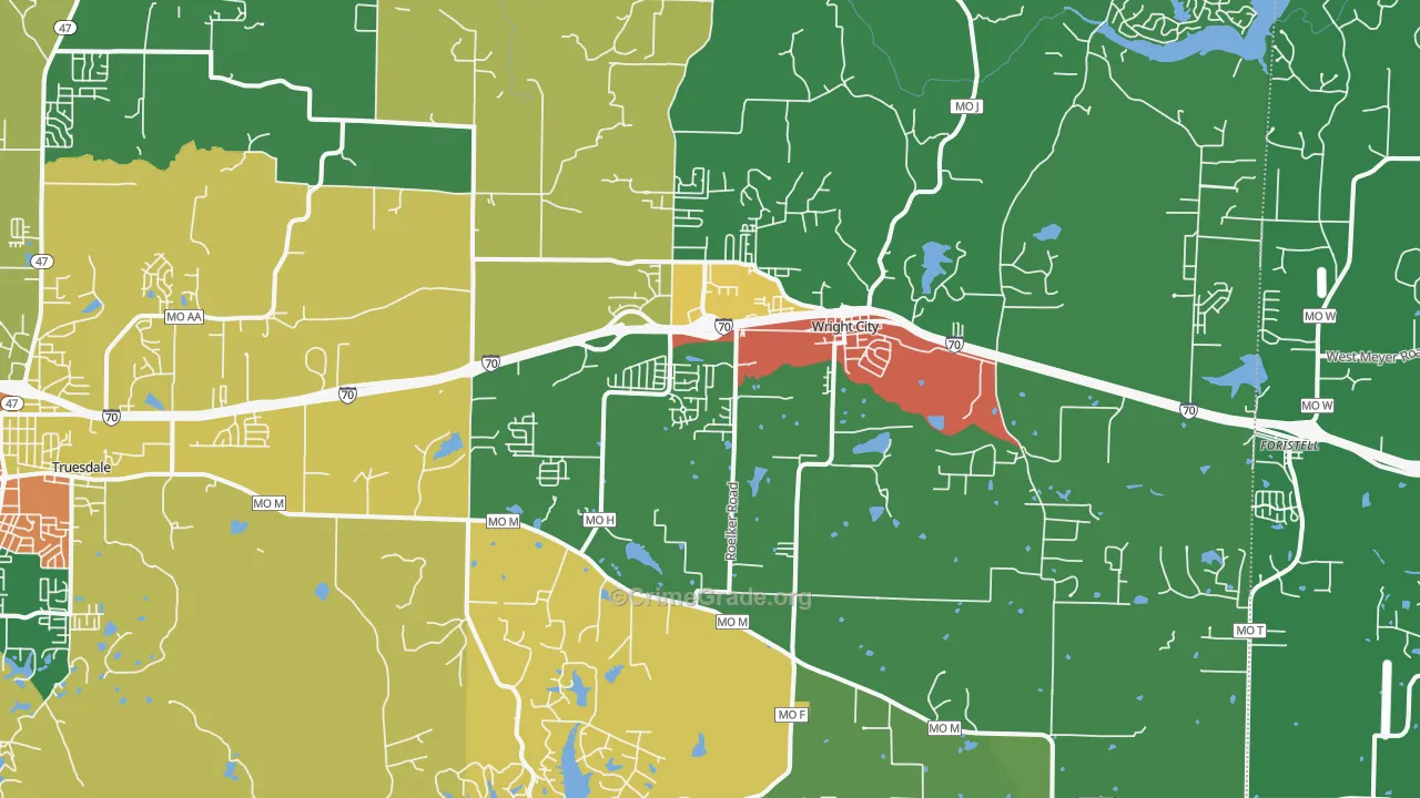 Wright City, MO Map of Vandalism Rates