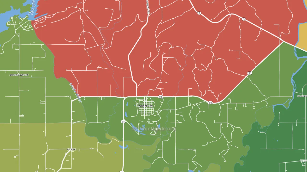 Wright City, OK Map of Vandalism Rates