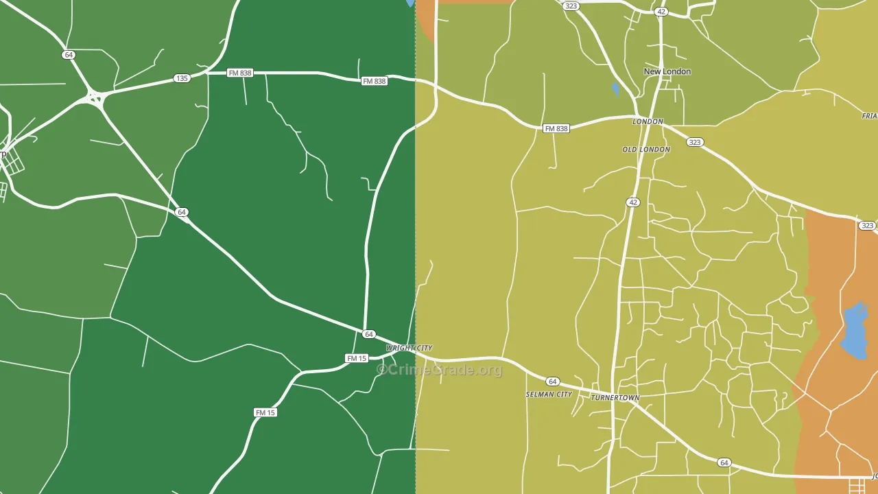 Wright City, TX Map of Vandalism Rates