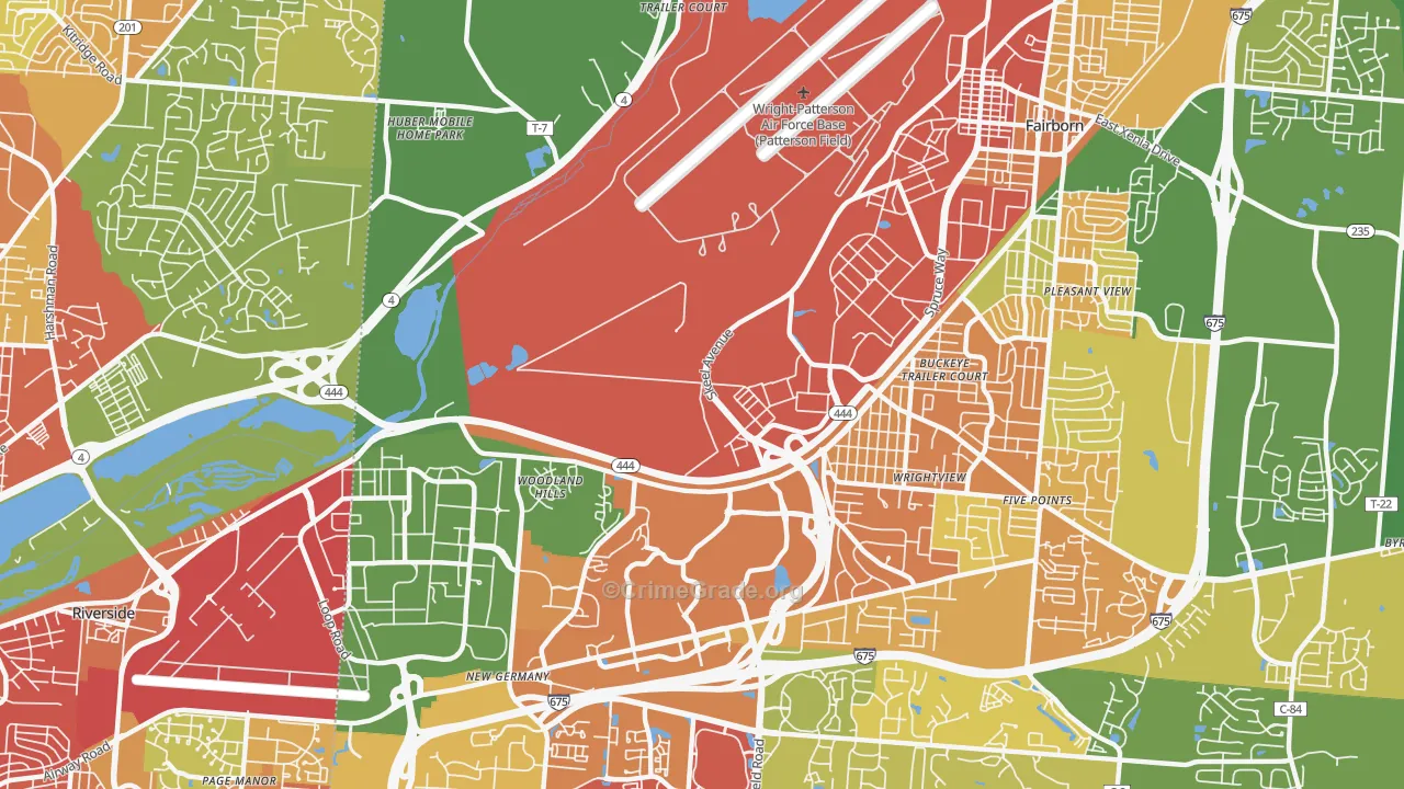 Wright-Patterson AFB, OH Map of Vandalism Rates