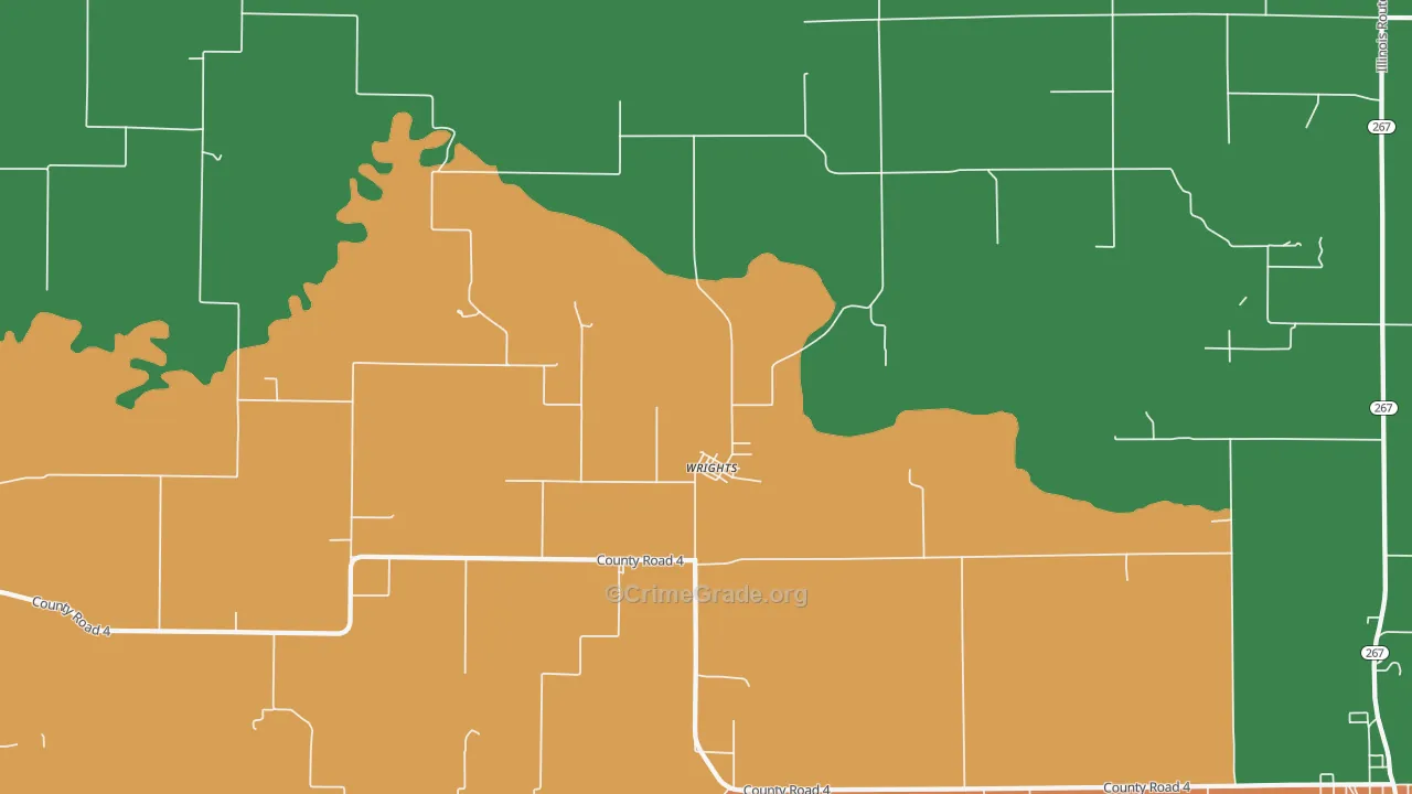 Wrights, IL Map of Vandalism Rates