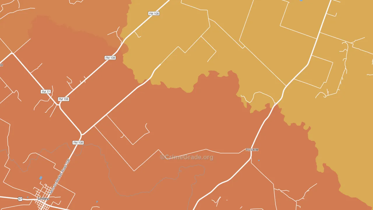 Wrightsboro, TX Map of Vandalism Rates