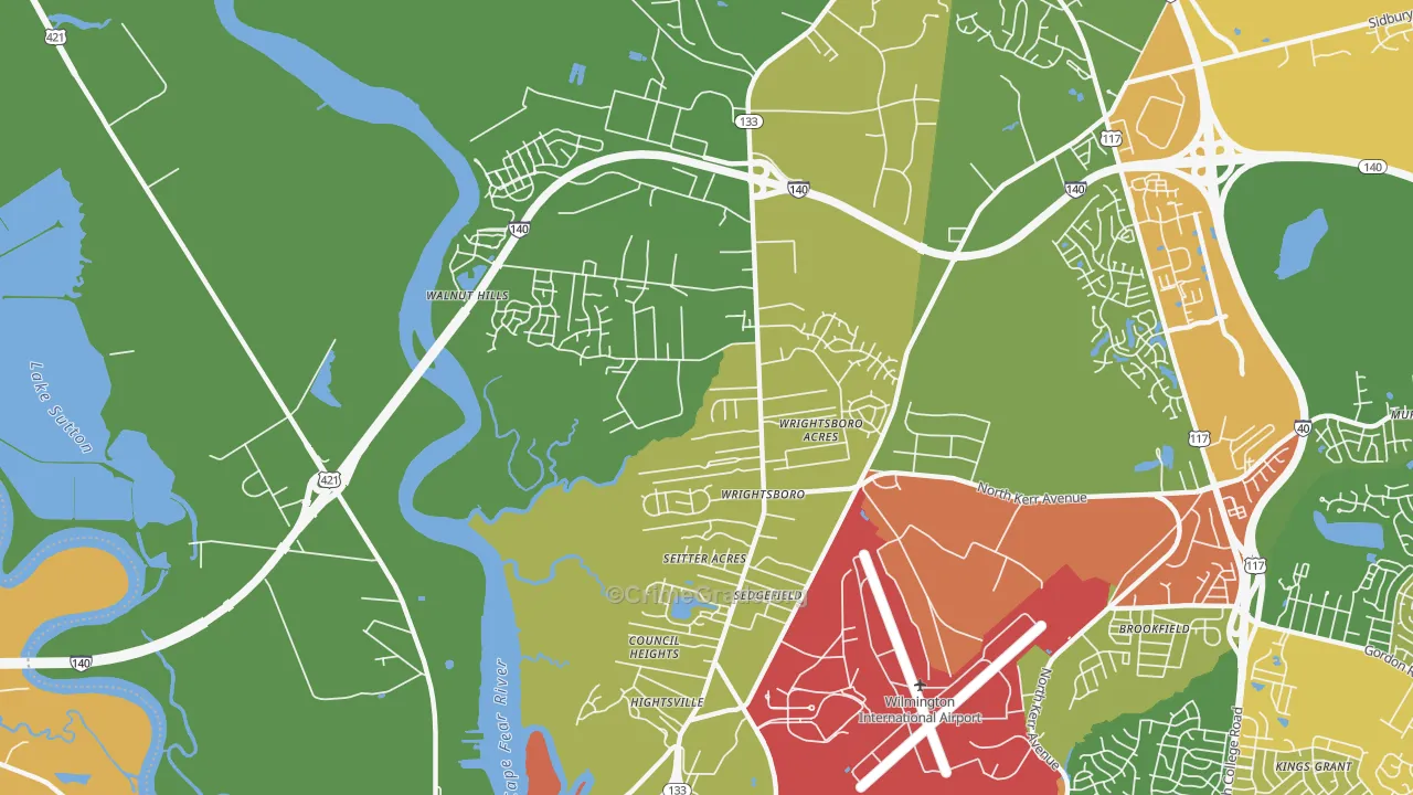 Wrightsboro, Wilmington, NC Map of Vandalism Rates