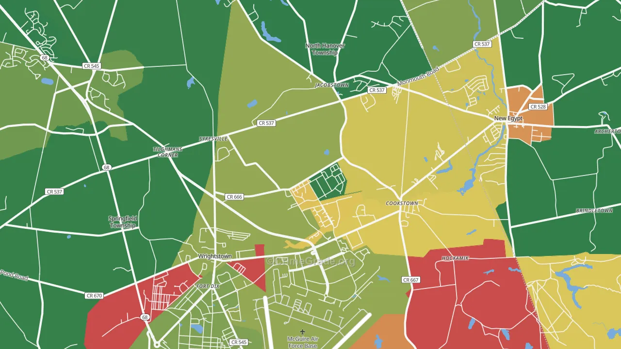 Wrightstown, NJ Map of Vandalism Rates