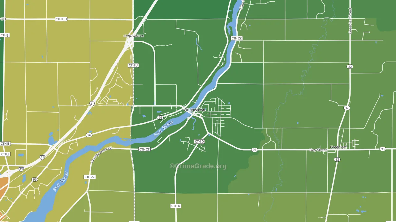 Wrightstown, WI Map of Vandalism Rates