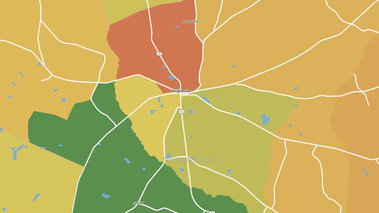 Wrightsville, GA Map of Vandalism Rates