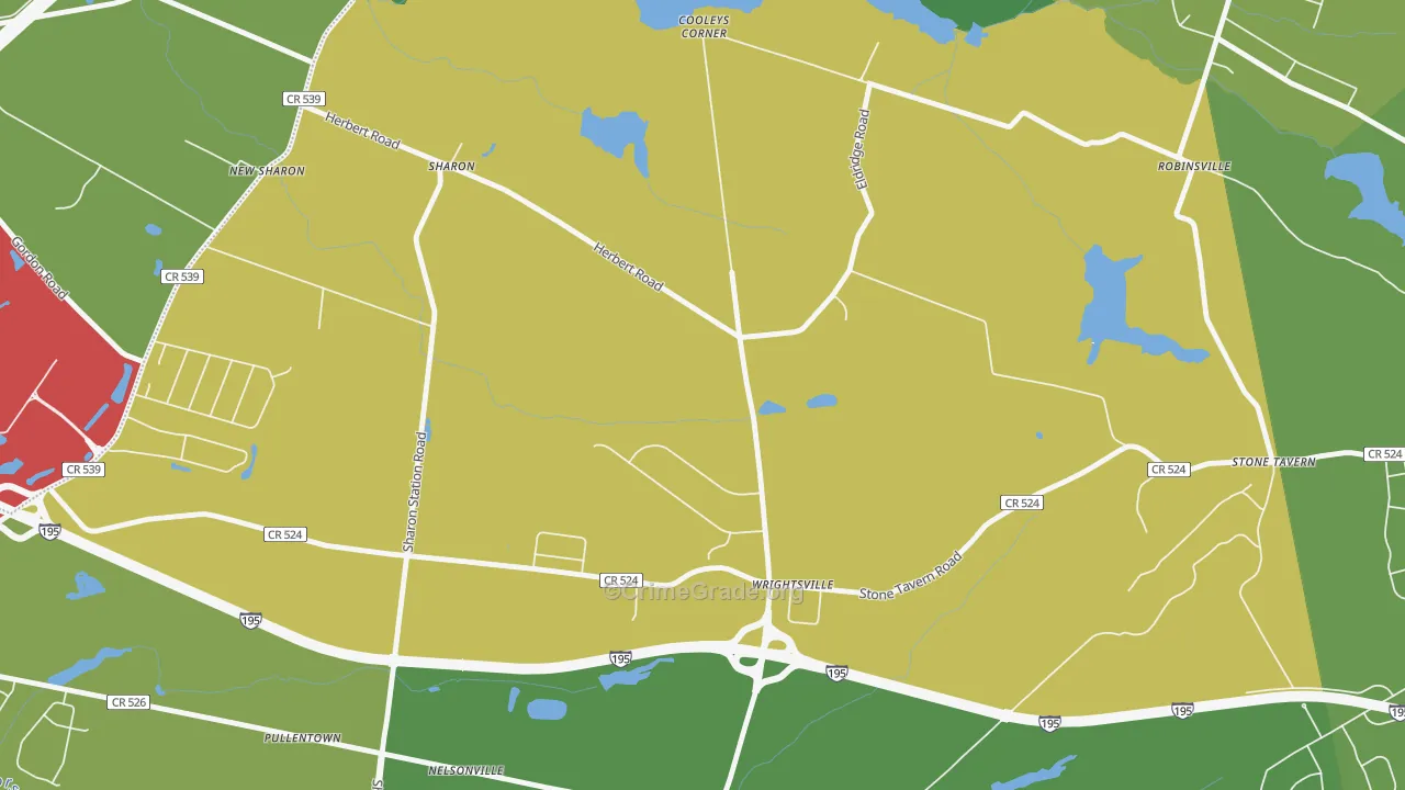 Wrightsville, NJ Map of Vandalism Rates