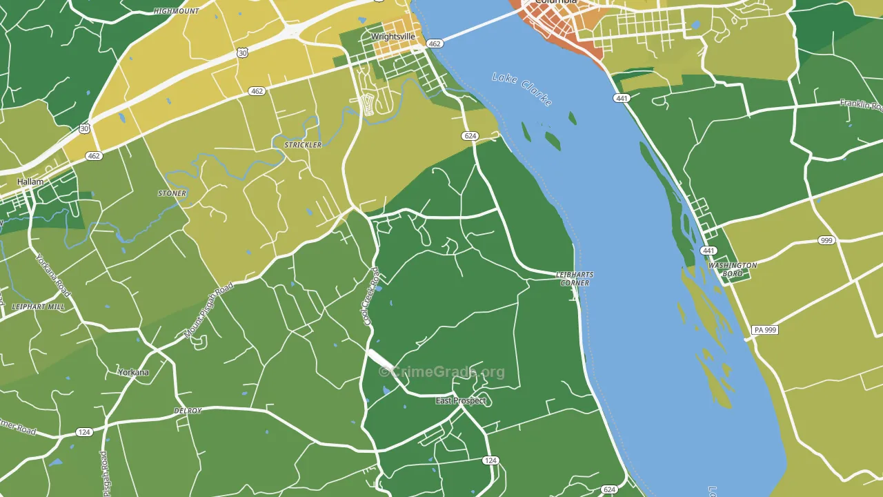 Wrightsville, PA Map of Vandalism Rates
