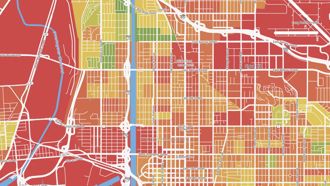 Wrigley, Long Beach, CA Map of Vandalism Rates