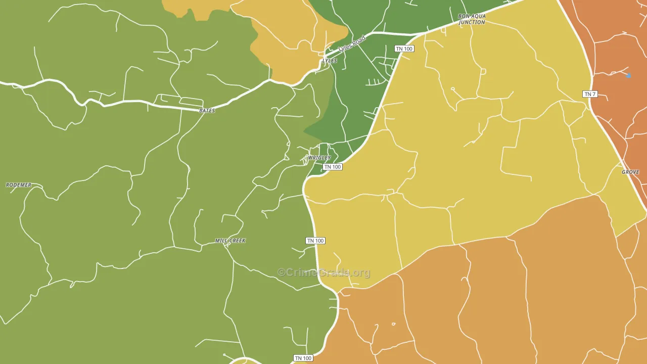 Wrigley, TN Map of Vandalism Rates