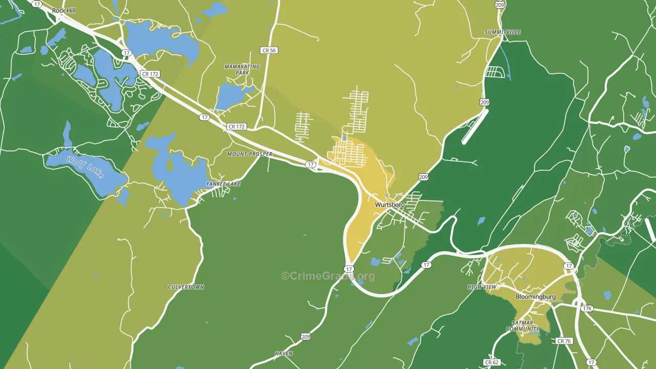 Wurtsboro, NY Map of Vandalism Rates