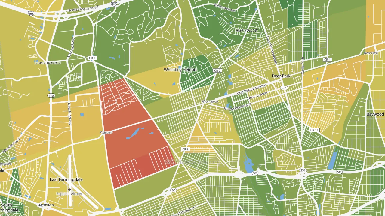 Wyandanch, NY Map of Vandalism Rates