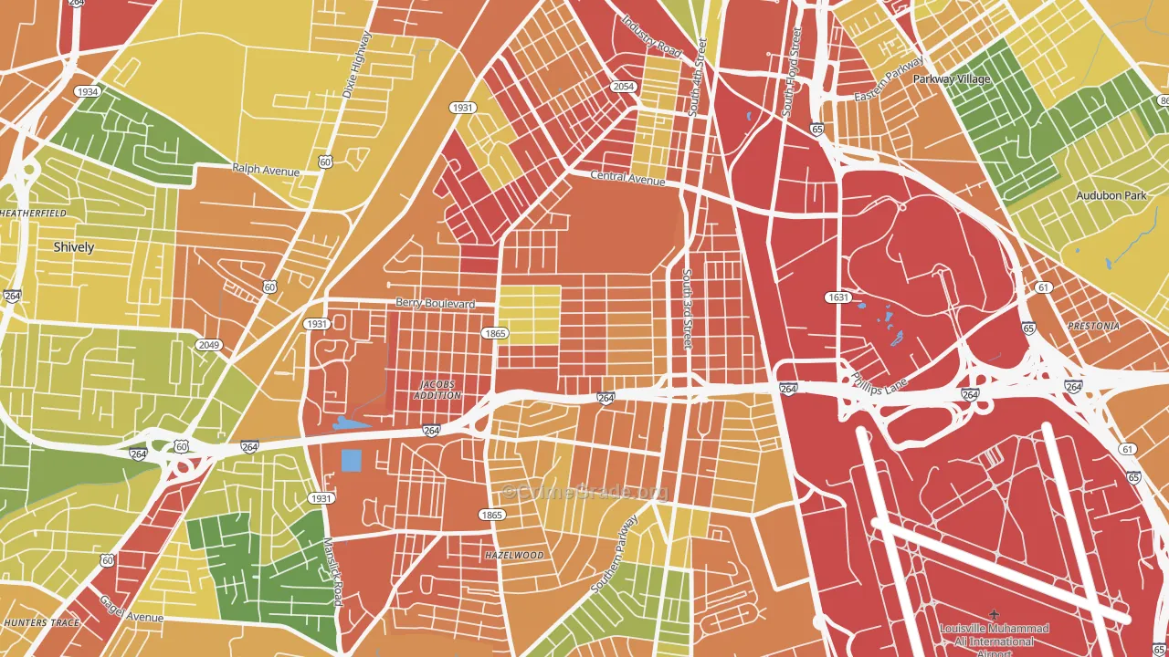 Wyandotte, Louisville, KY Map of Vandalism Rates