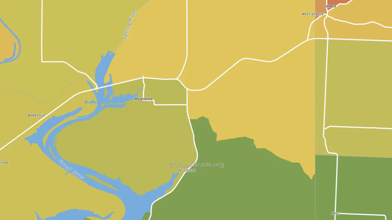 Wyandotte, OK Map of Vandalism Rates