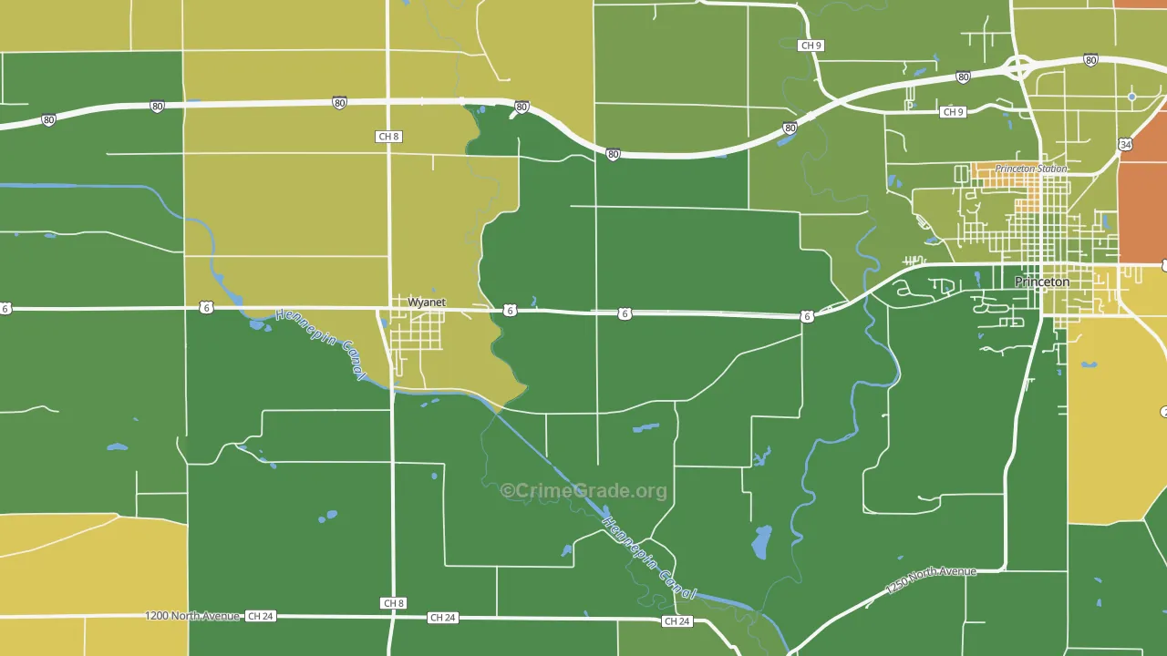 Wyanet, IL Map of Vandalism Rates