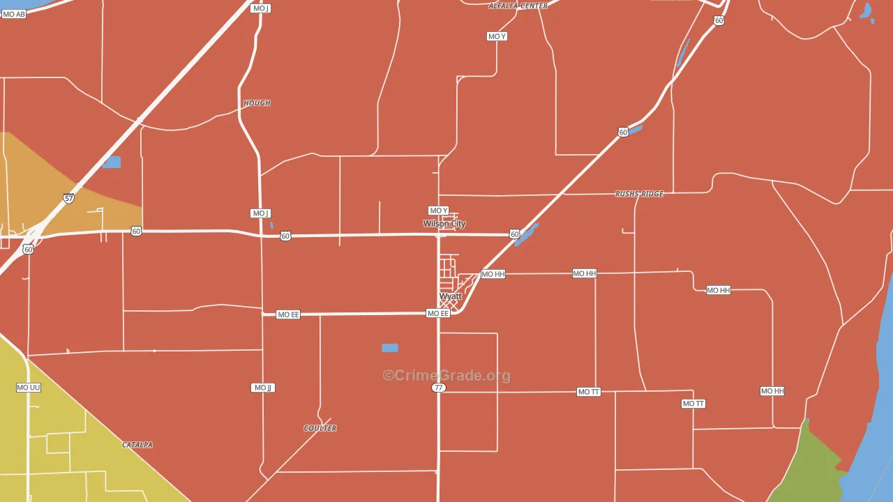 Wyatt, MO Map of Vandalism Rates