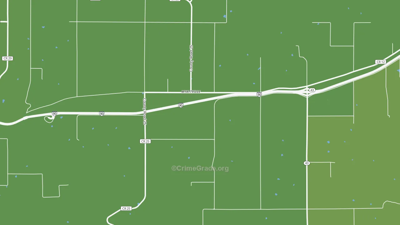 Wyattville, MN Map of Vandalism Rates