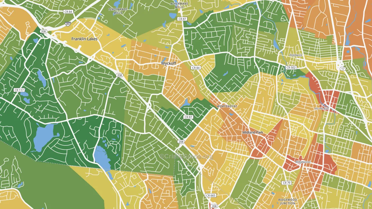 Wyckoff, NJ Map of Vandalism Rates