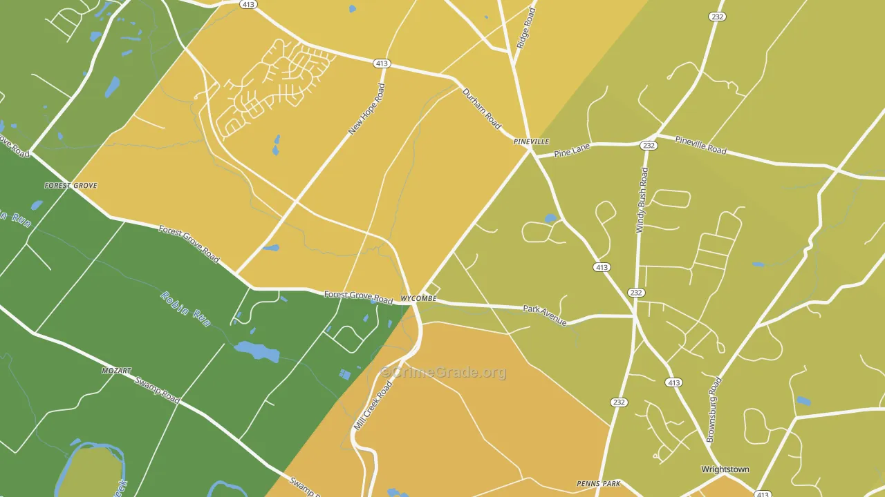 Wycombe, PA Map of Vandalism Rates
