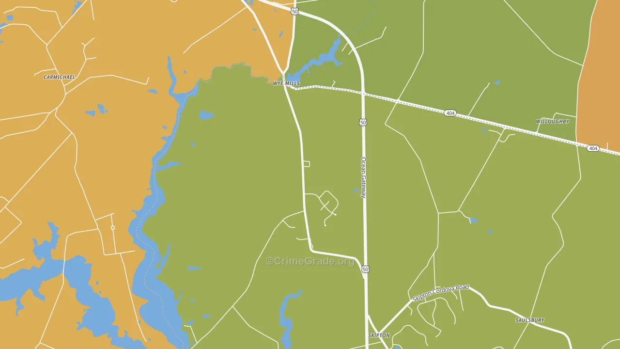 Wye Mills, MD Map of Vandalism Rates