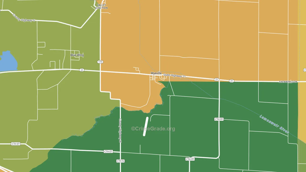 Wyeville, WI Map of Vandalism Rates