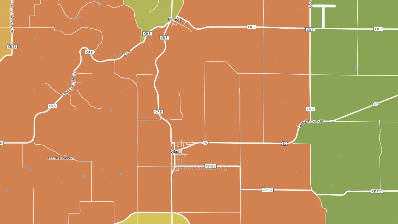 Wykoff, MN Map of Vandalism Rates