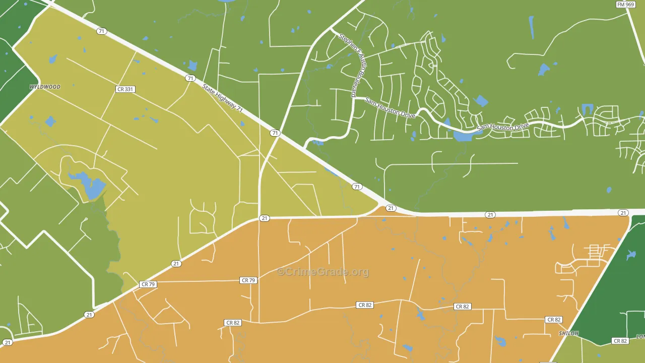 Wyldwood, TX Map of Vandalism Rates