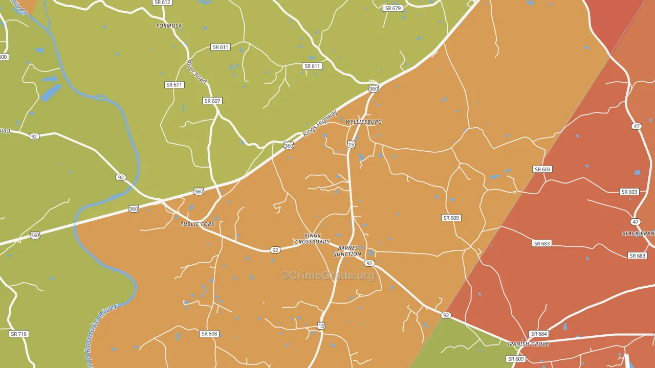 Wylliesburg, VA Map of Vandalism Rates