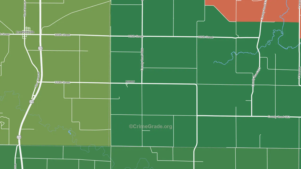 Wyman, IA Map of Vandalism Rates
