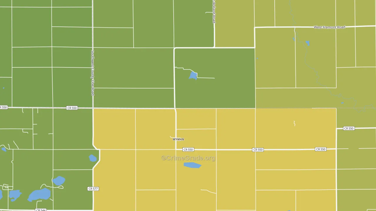 Wyman, MI Map of Vandalism Rates
