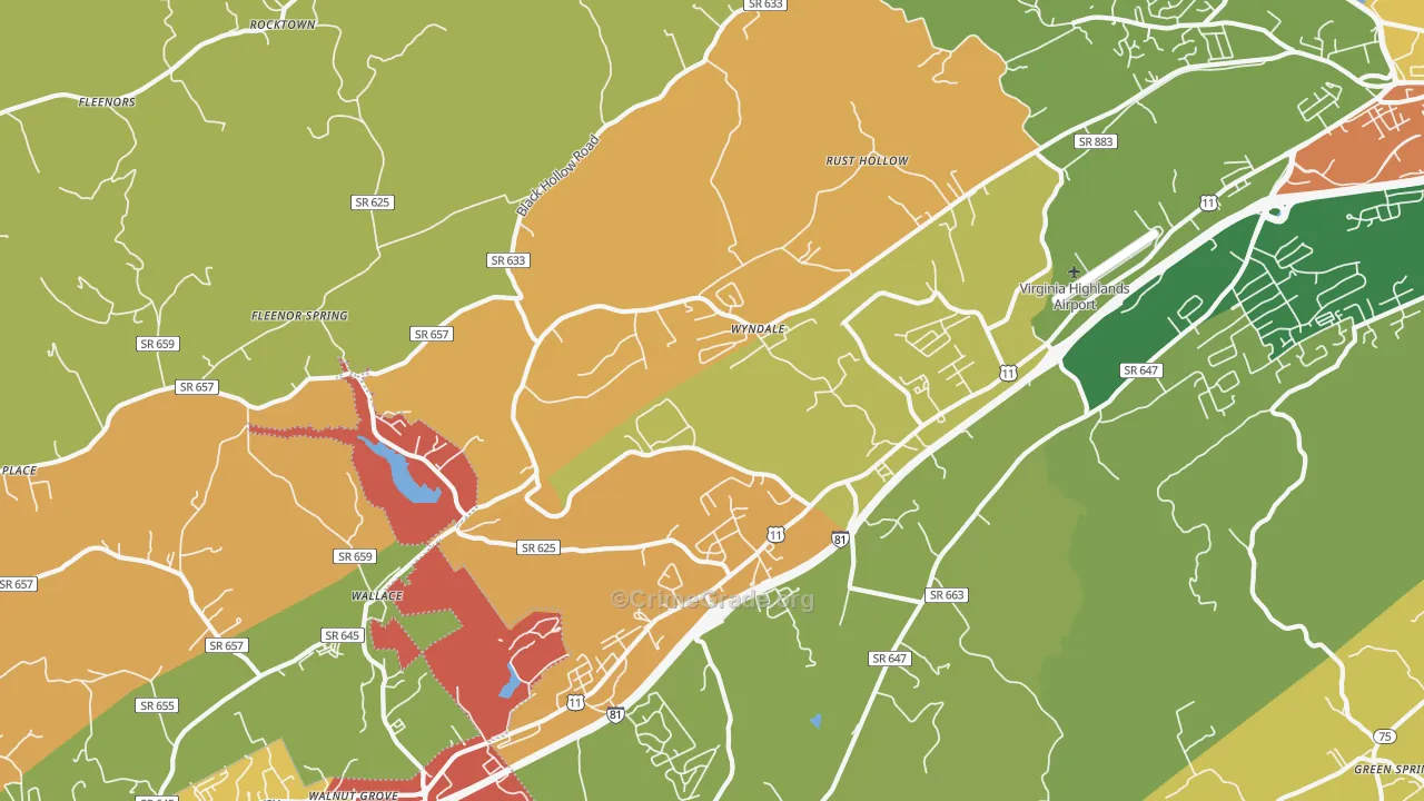 Wyndale, VA Map of Vandalism Rates