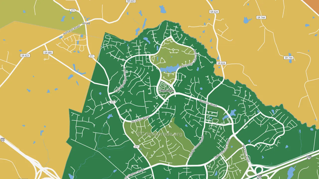 Wyndham, VA Map of Vandalism Rates