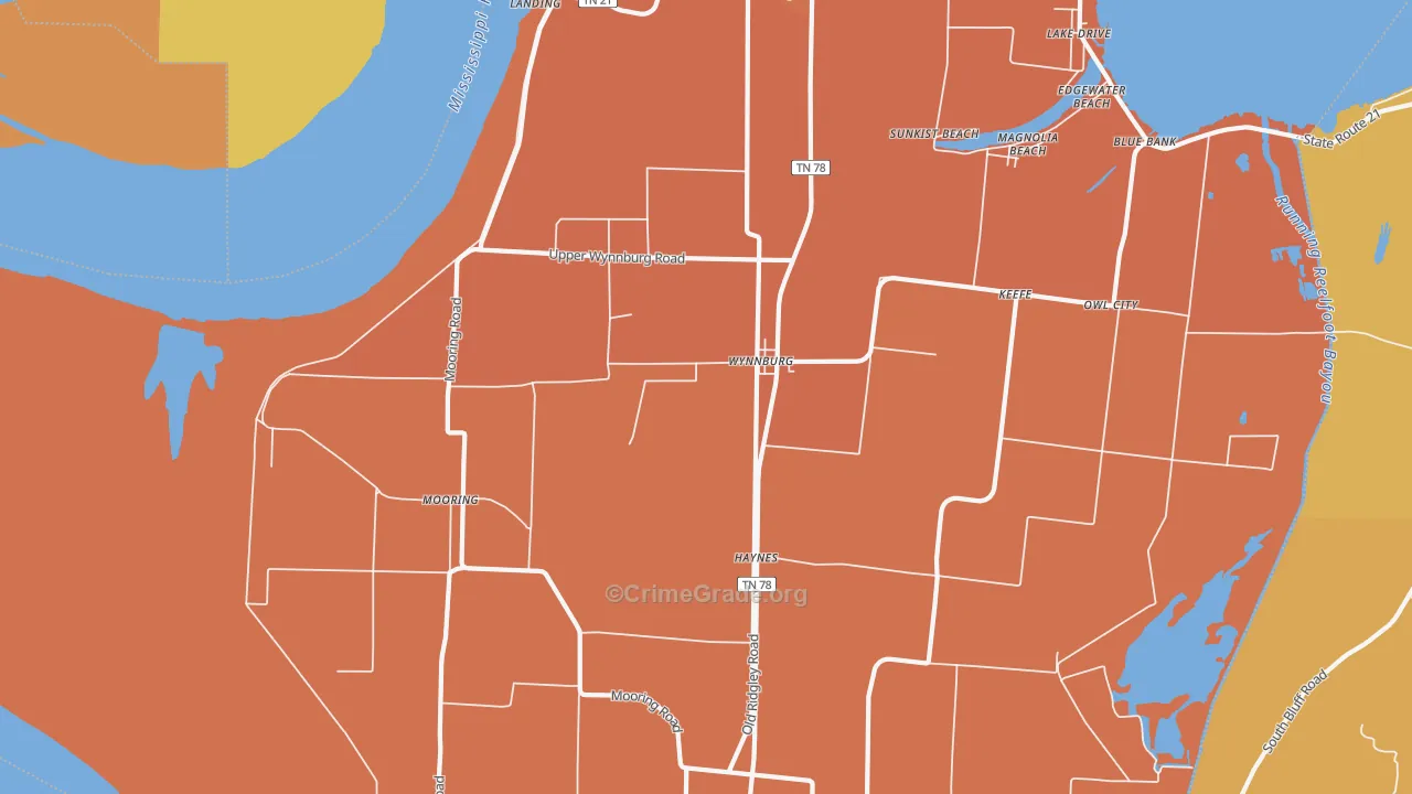 Wynnburg, TN Map of Vandalism Rates