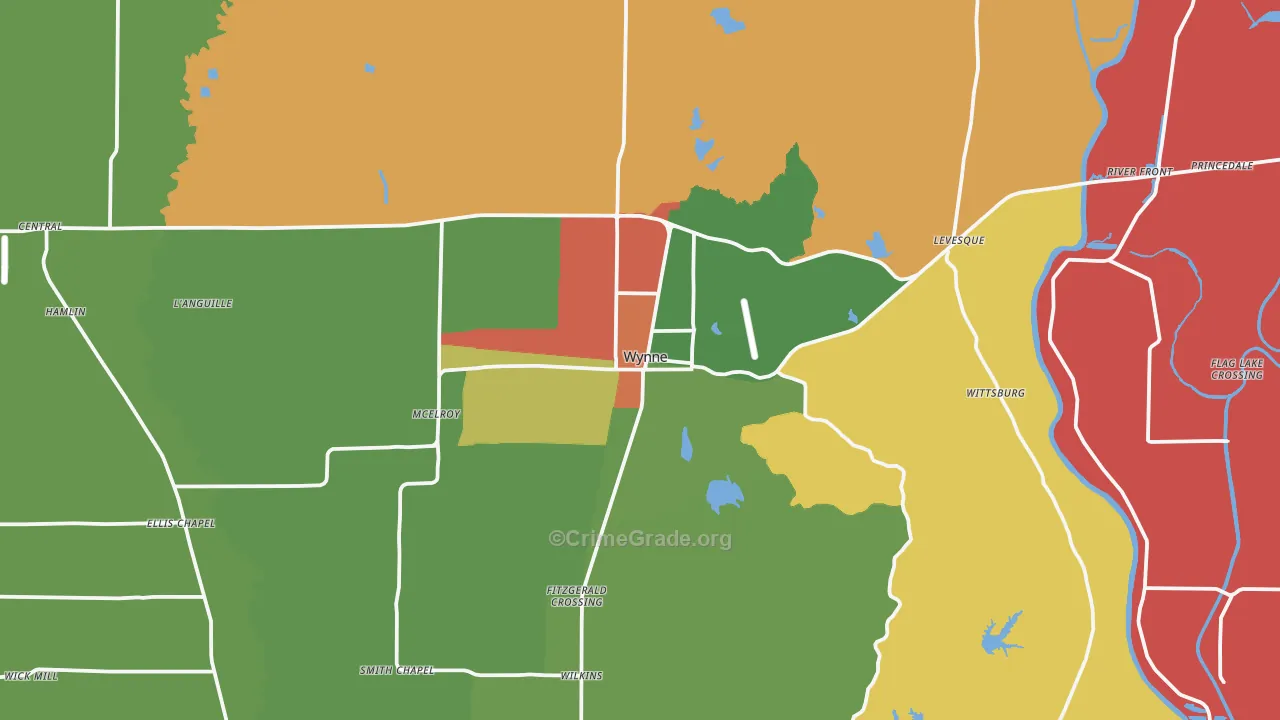 Wynne, AR Map of Vandalism Rates