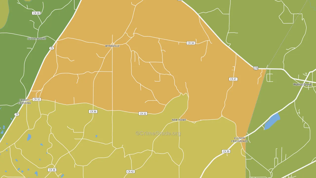 Wynnville, AL Map of Vandalism Rates