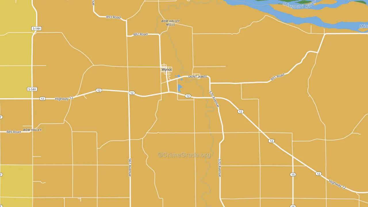 Wynot, NE Map of Vandalism Rates