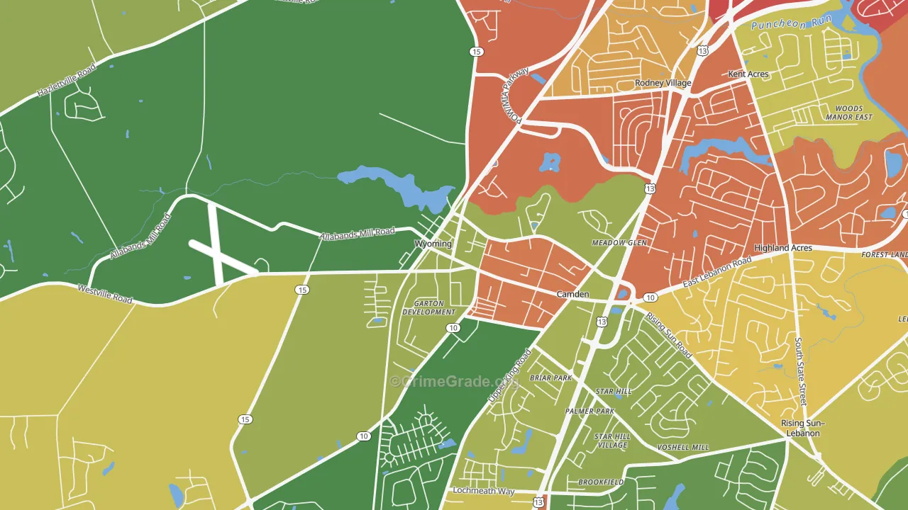 Wyoming, DE Map of Vandalism Rates