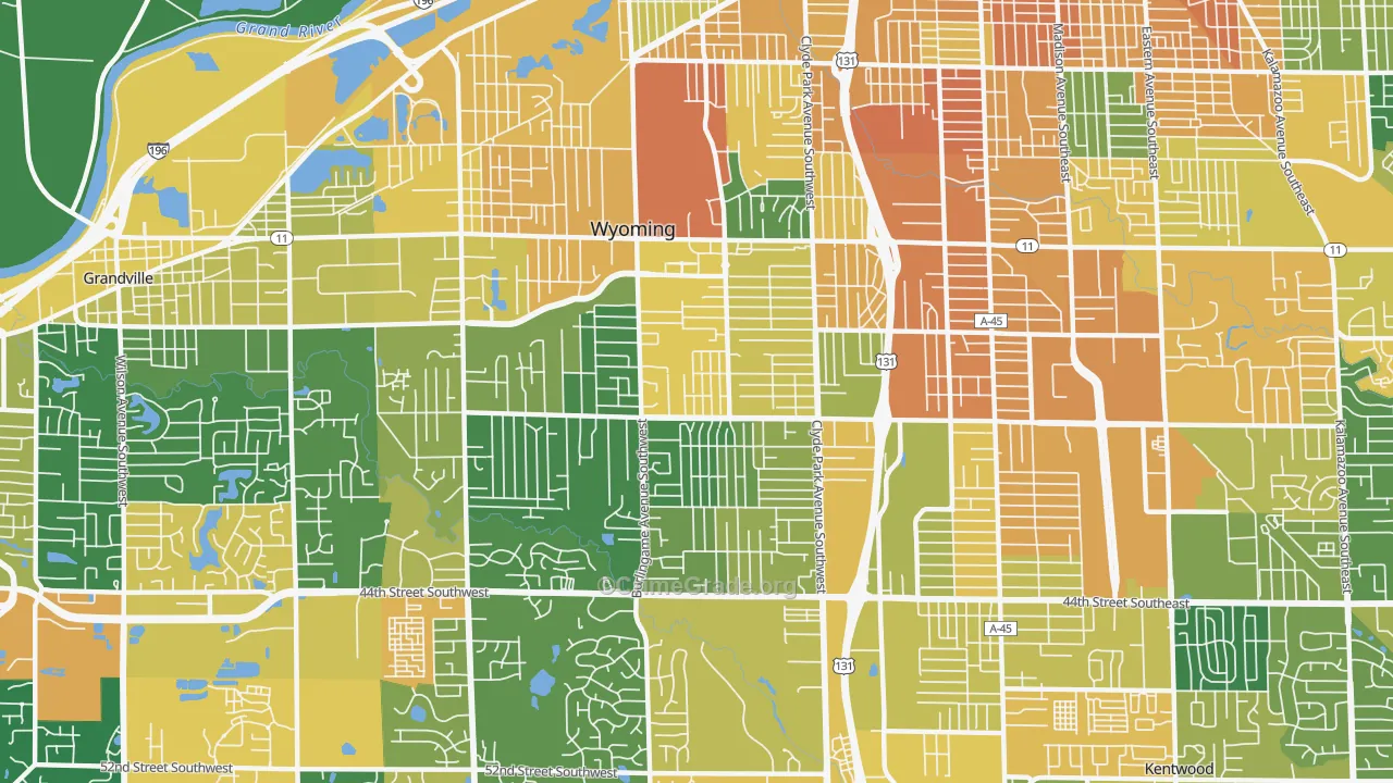 Wyoming, MI Map of Vandalism Rates