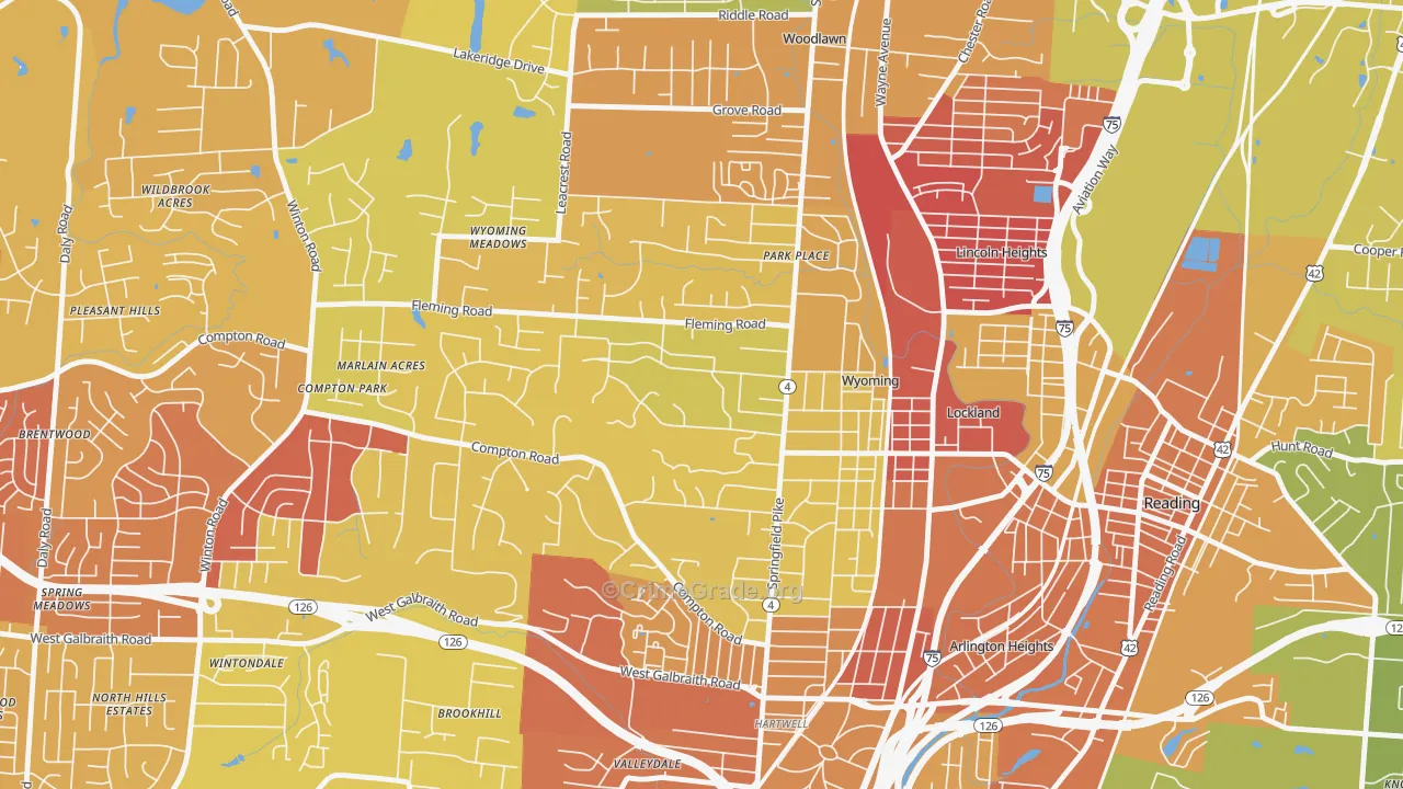 Wyoming, OH Map of Vandalism Rates