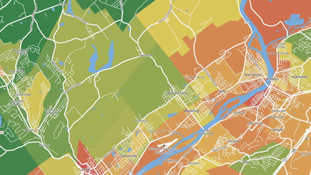 Wyoming, PA Map of Vandalism Rates