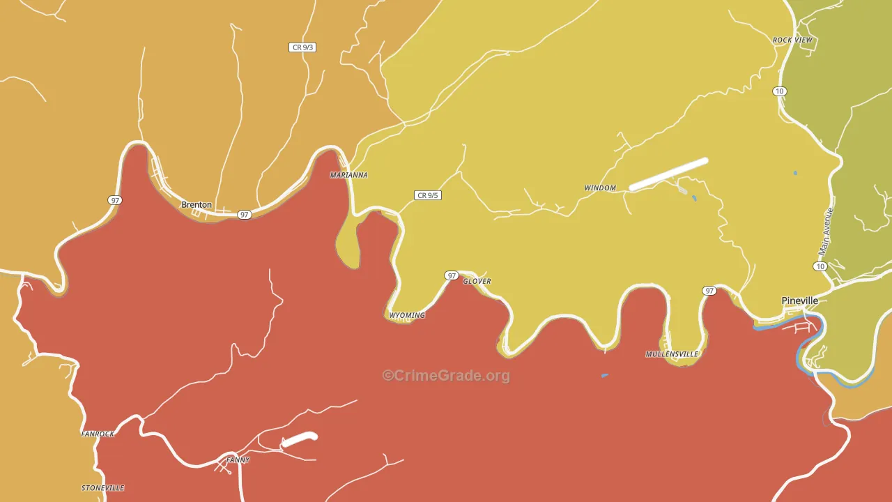 Wyoming, WV Map of Vandalism Rates