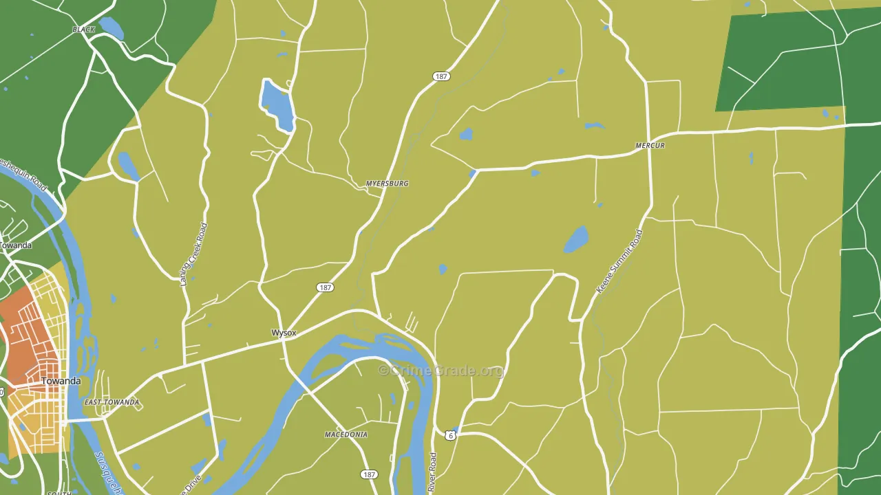 Wysox, PA Map of Vandalism Rates