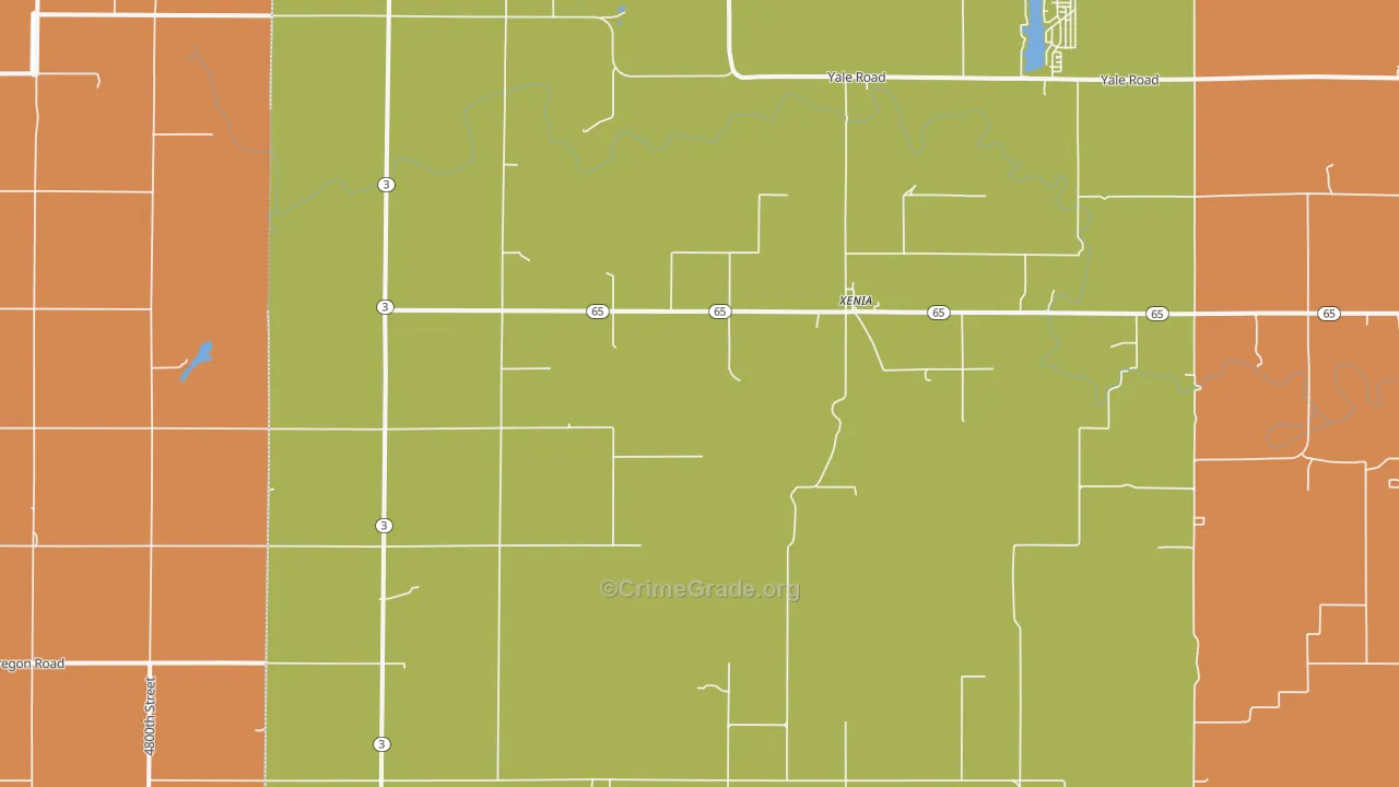 Xenia, KS Map of Vandalism Rates