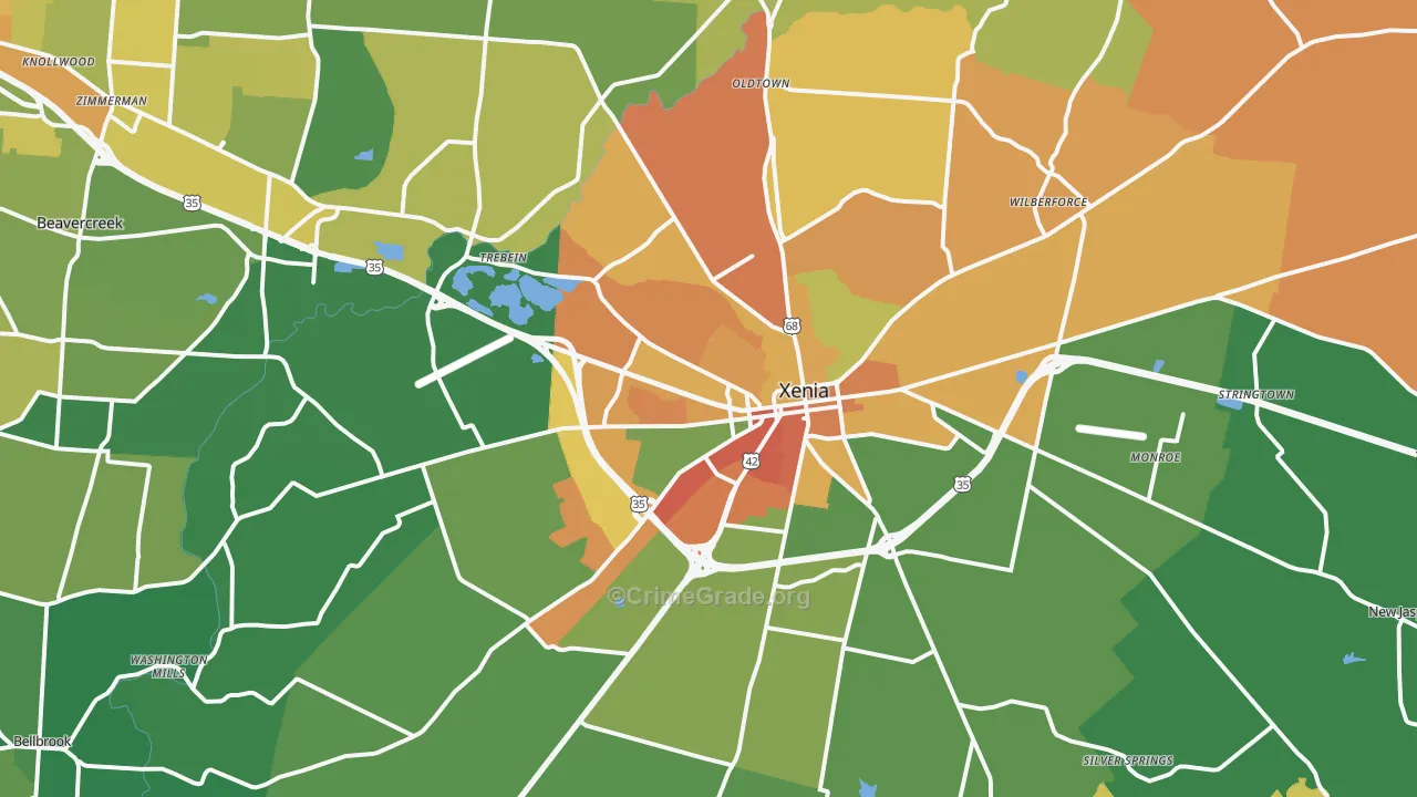 Xenia, OH Map of Vandalism Rates