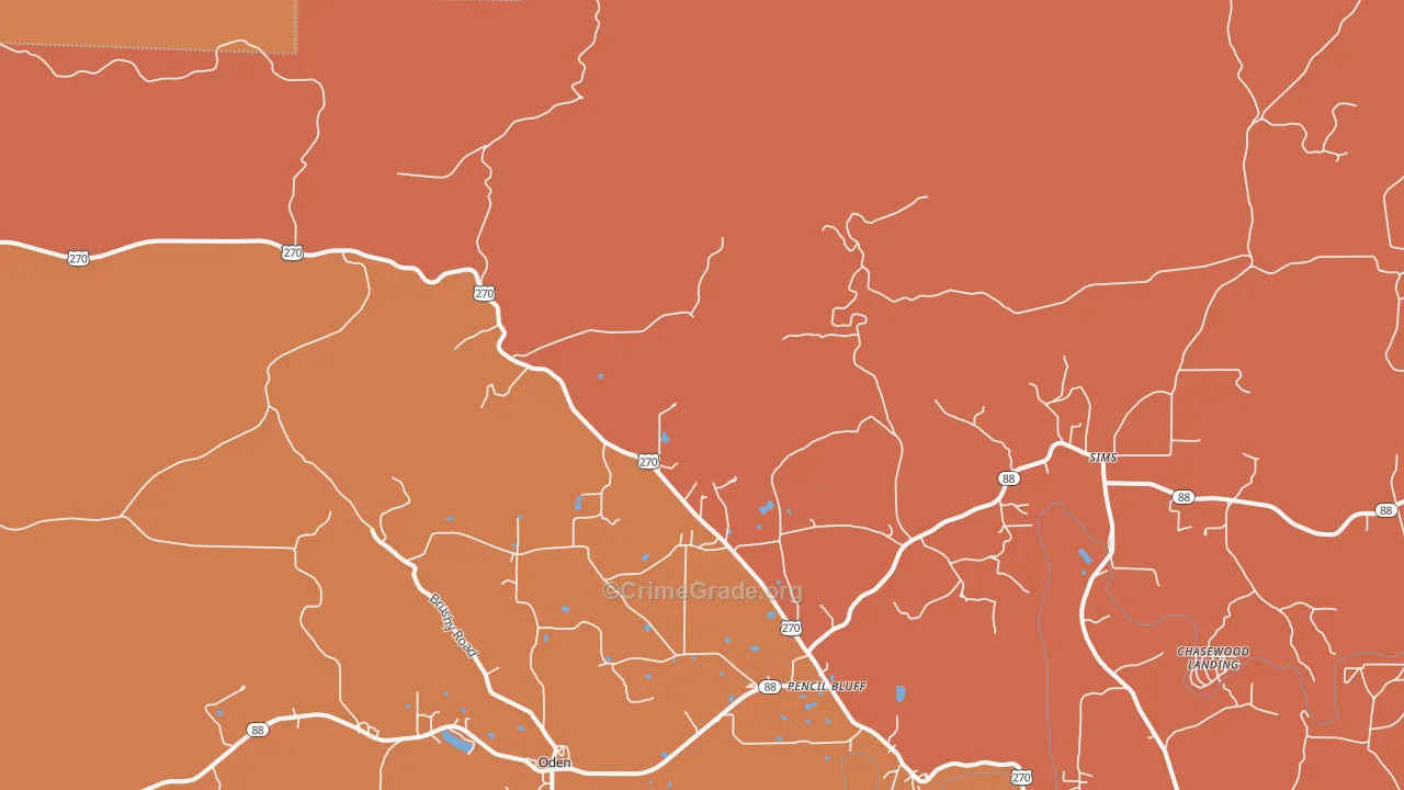 Y City, AR Map of Vandalism Rates