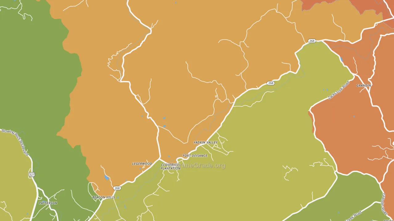 Yadkin Valley, NC Map of Vandalism Rates