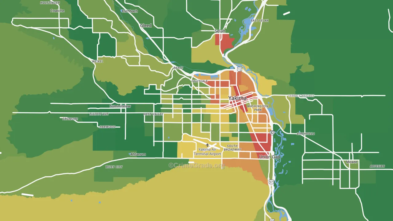 Yakima, WA Map of Vandalism Rates