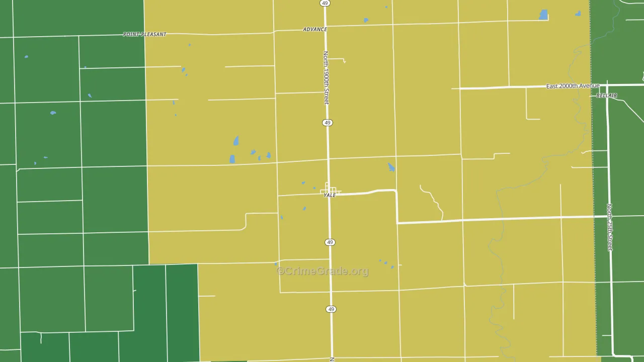 Yale, IL Map of Vandalism Rates